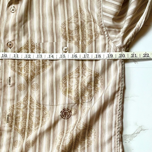 Element Skateboard Projects men’s button down shirt, tan/cream striped, size M - Picture 10 of 12